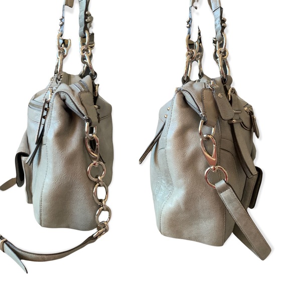 Coach Slate Gray Shimmer Leather Satchel Crossbody Bag - Picture 10 of 15